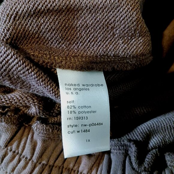 NEW Naked Wardrobe Cotton Blend Sweatpants with Pockets in Chocolate Brown, 1X - Picture 8 of 9